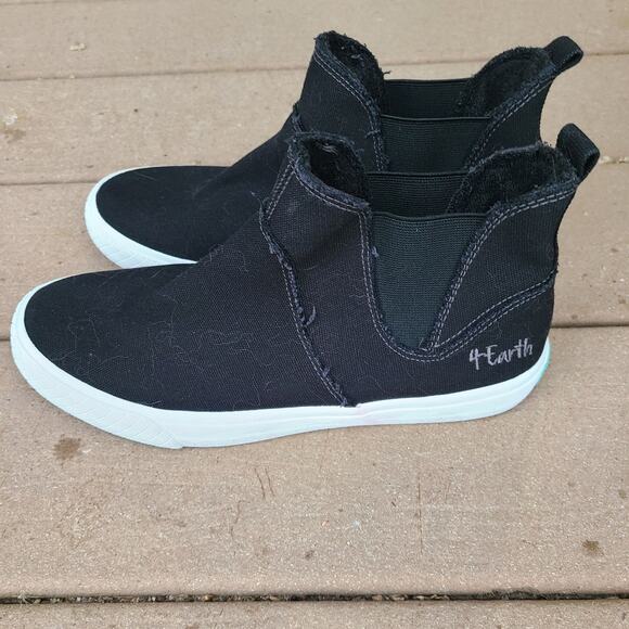 4 Earth by Blowfish Malibu Black Canvas Ankle‎ Pull On Sneakers Shoes Size 8 - Picture 2 of 8